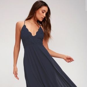 Lulu’s madalyn navy blue lace maxi dress